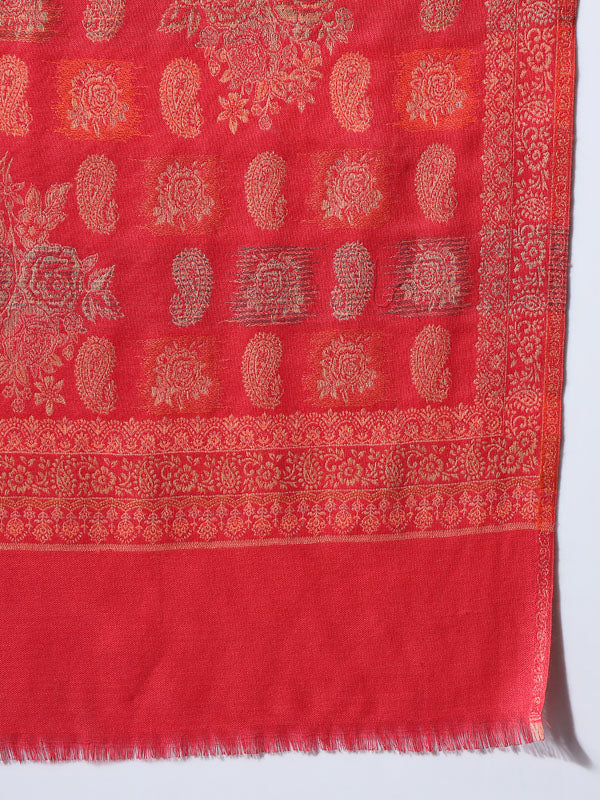 Women Firoza Woven Design Jamawar Shawl (Size 101X203 CM)