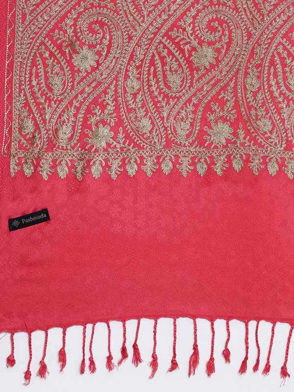 Women's Firdousi Aari Embroidered Kashmiri Stole (Size: 71x203 cm)