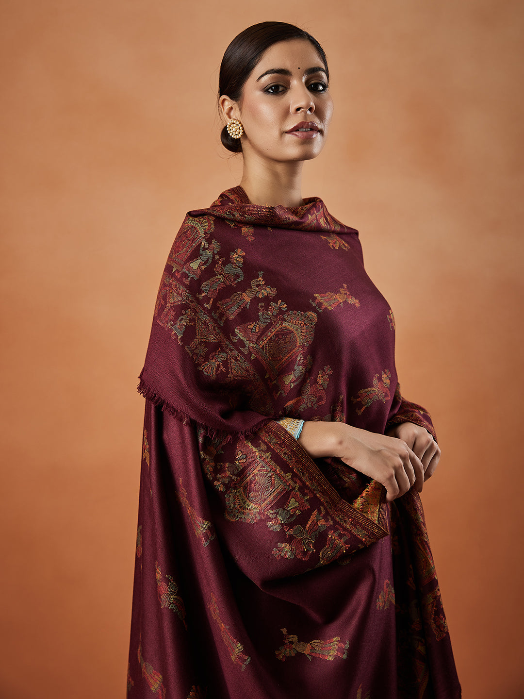 Pashmoda Women Pari mahal Kaani Stole Size:( 71X203 CM)