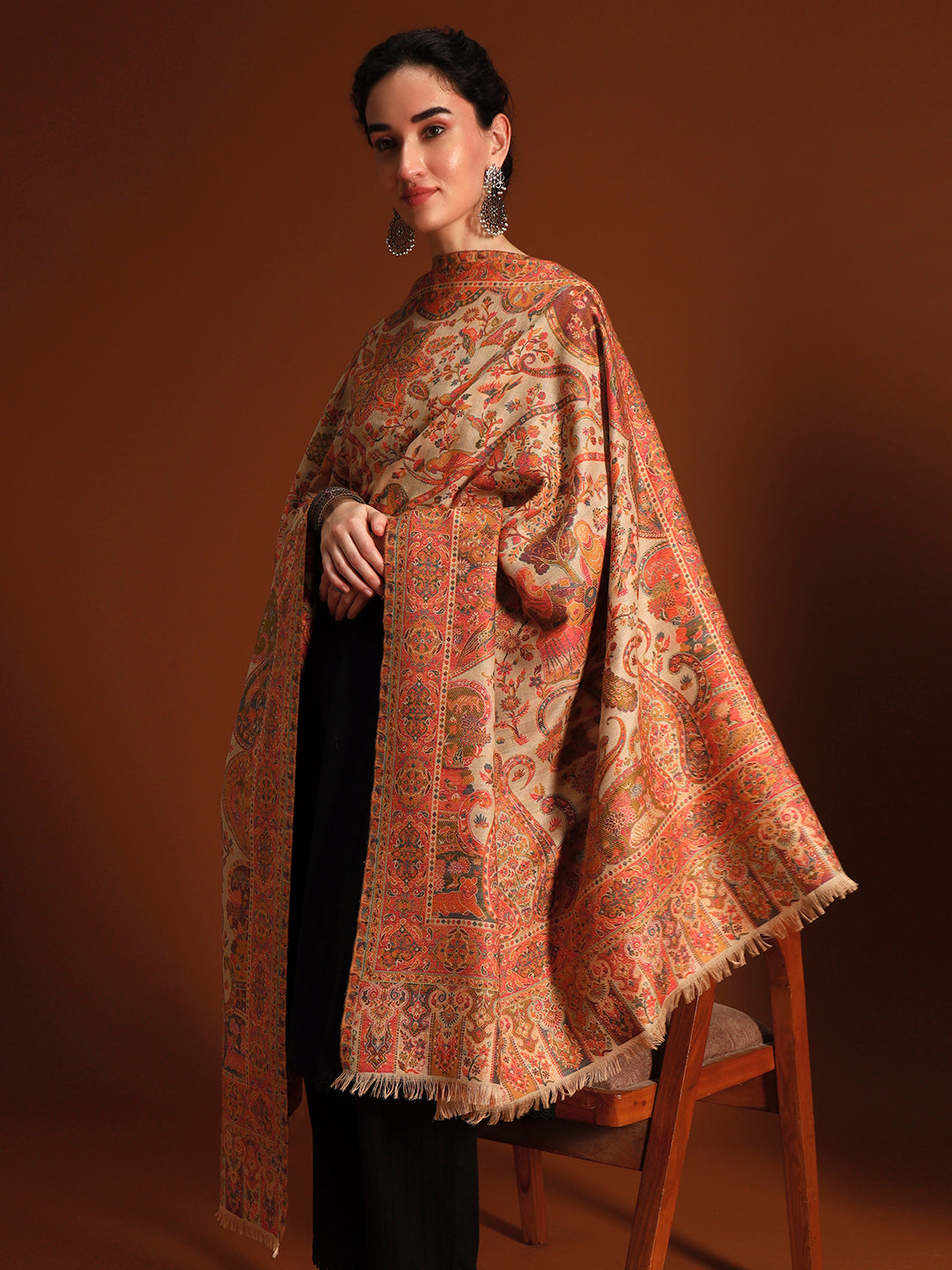Women Royal gulistan Kaani Wool Blend Kashmiri Shawl