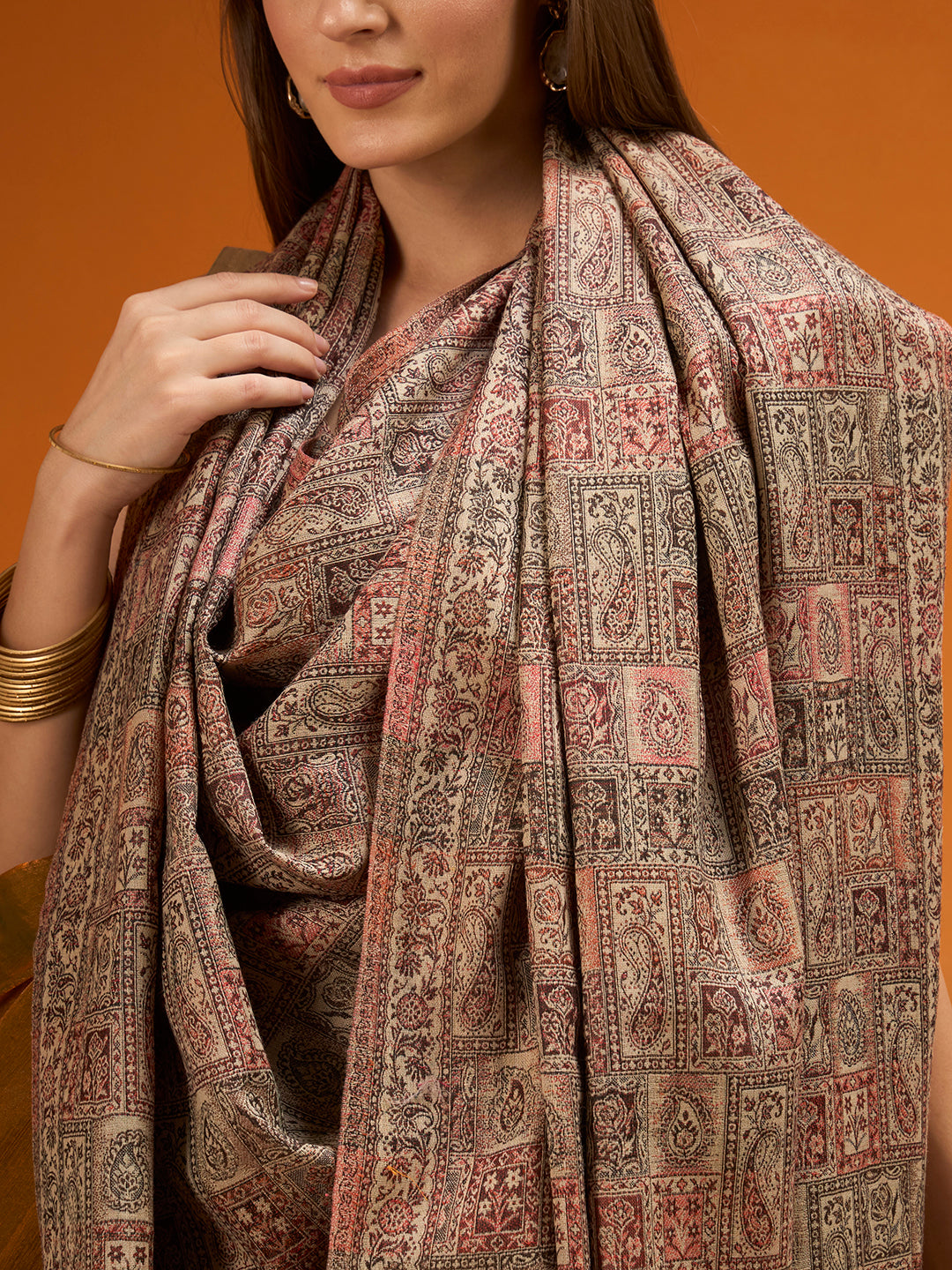 Women Regal Tapestry Kashmiri Jamawar Woven Shawl