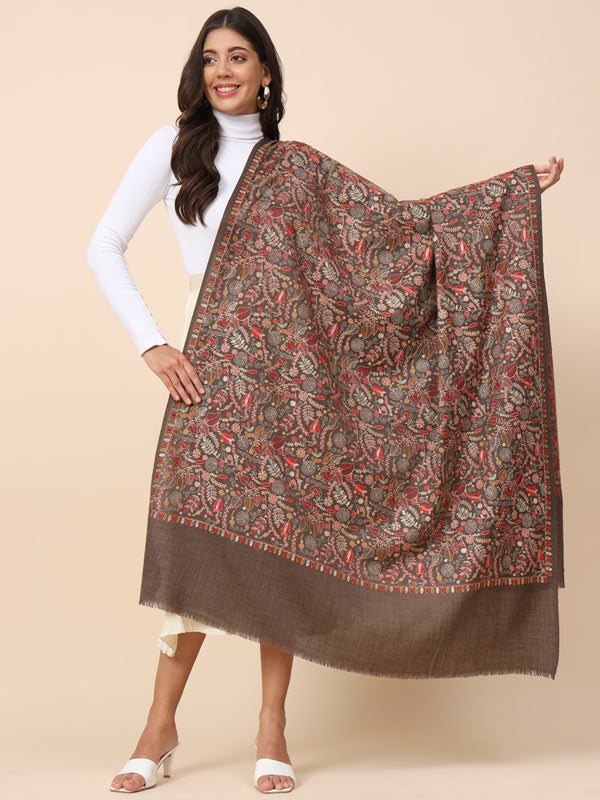 Women Gilkaari Pure Wool Embroidered Shawl (Size 101X203 CM)