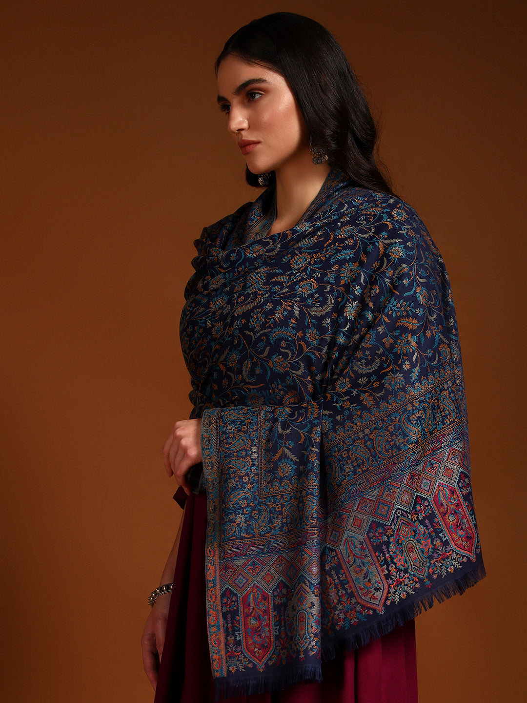 Pashmoda Women Nazrana Kashmiri Jamawar Woven Shawl (Size: 101X203 CM)