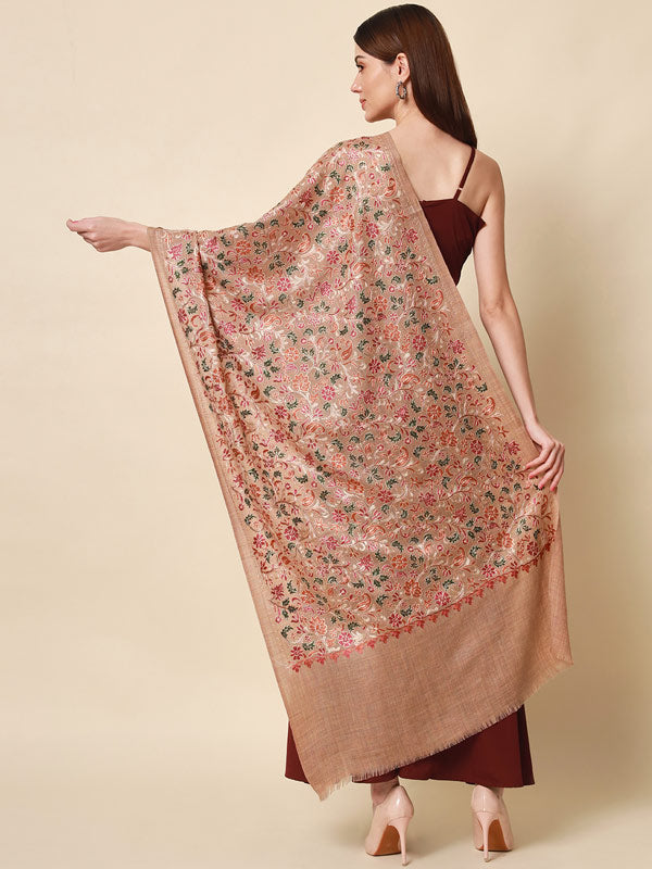 Women's Gulkaari Pure Wool Nalki Embroidered Stole (Size 71x203 CM)