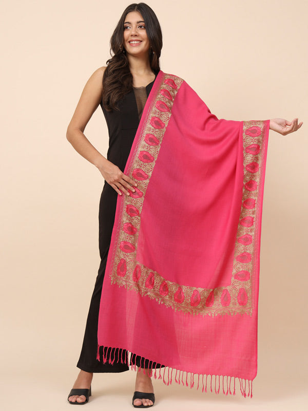 Women Sunehri Crystal Embellished Embroidered Stole (Size 71X203 CM)