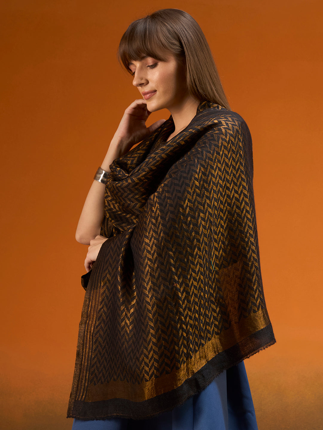 Women Heritage chevron Zari Stole