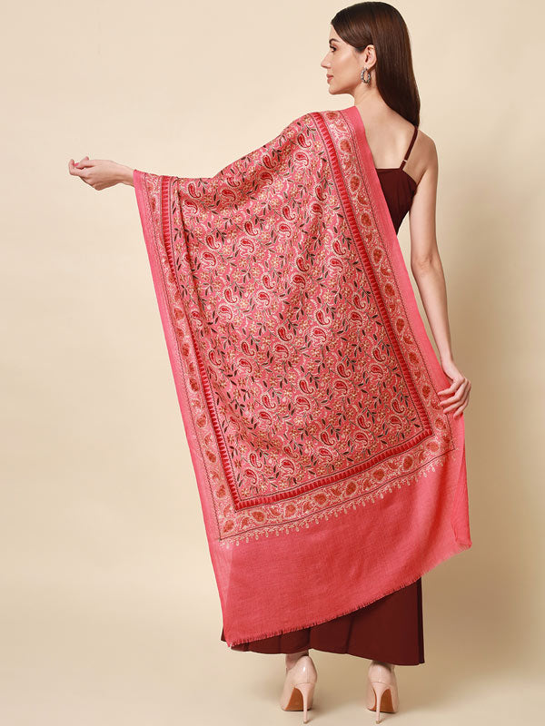 Women's Pure Wool Nalki Embroidered Stole (Size 71x203 CM)