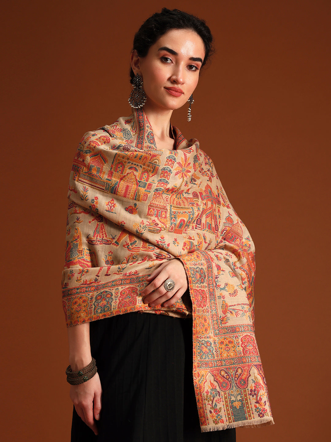 Women Heritage chevron Zari Stole