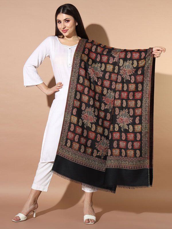 Women Firoza Woven Design Jamawar Shawl (Size 101X203 CM)