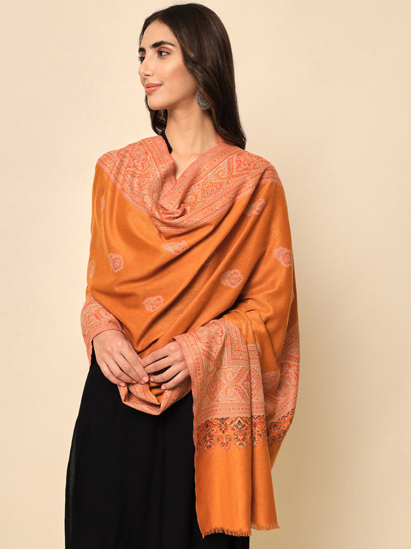 Women Firoza Woven Design Jamawar Shawl (Size 101X203 CM)