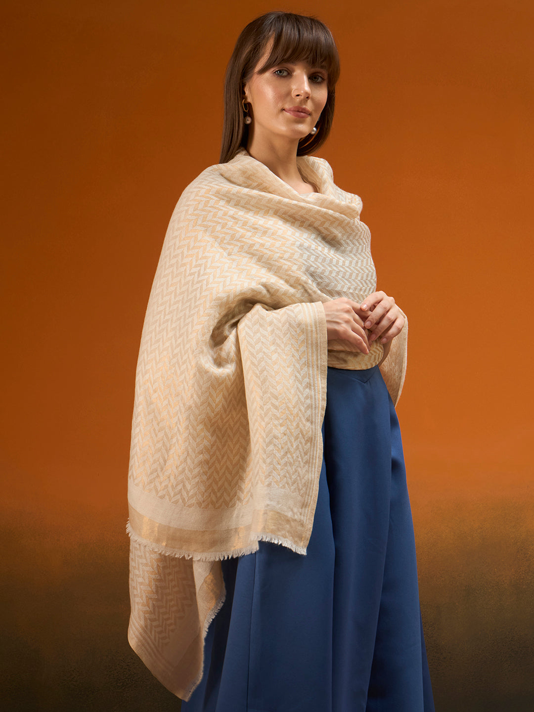 Women Heritage chevron Zari Stole