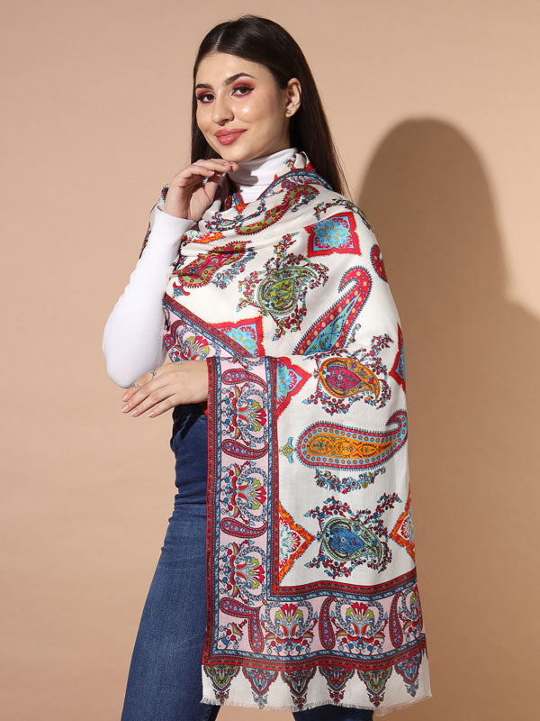 Women's Nazeer Multicoloured Printed Stole (Size : 71X203 CM)