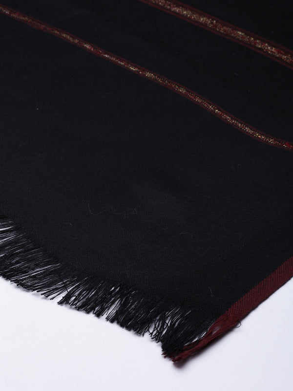 Men Woven Design Shawl (Size  123x266 cms, Black Color)