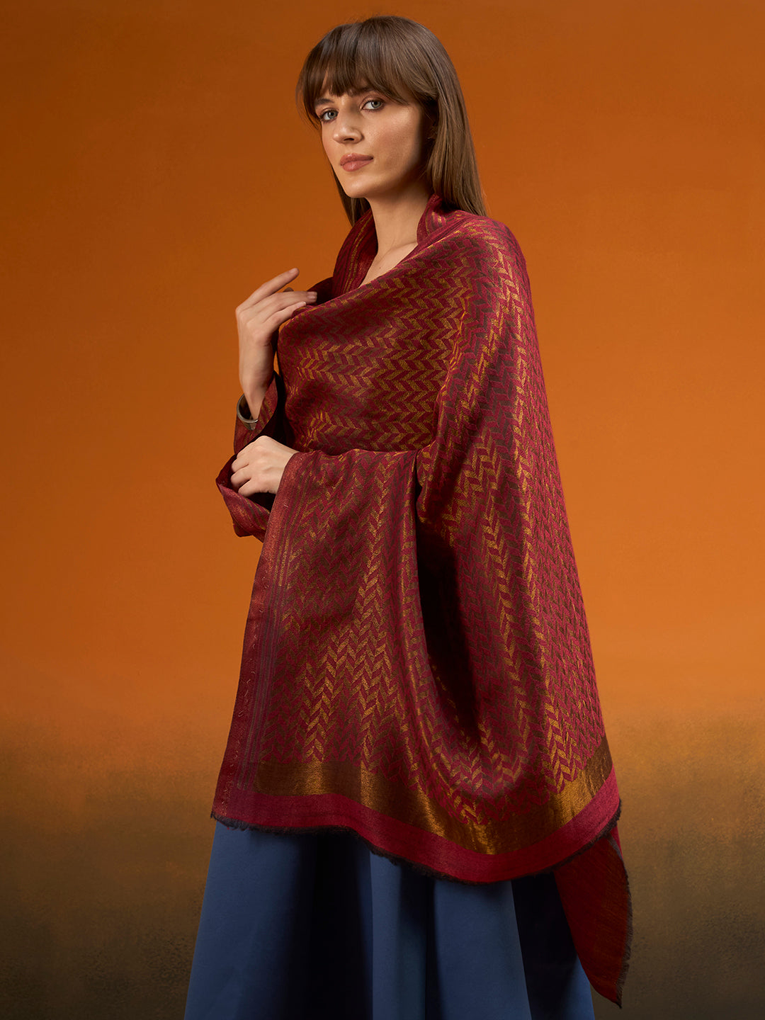 Women Heritage chevron Zari Stole