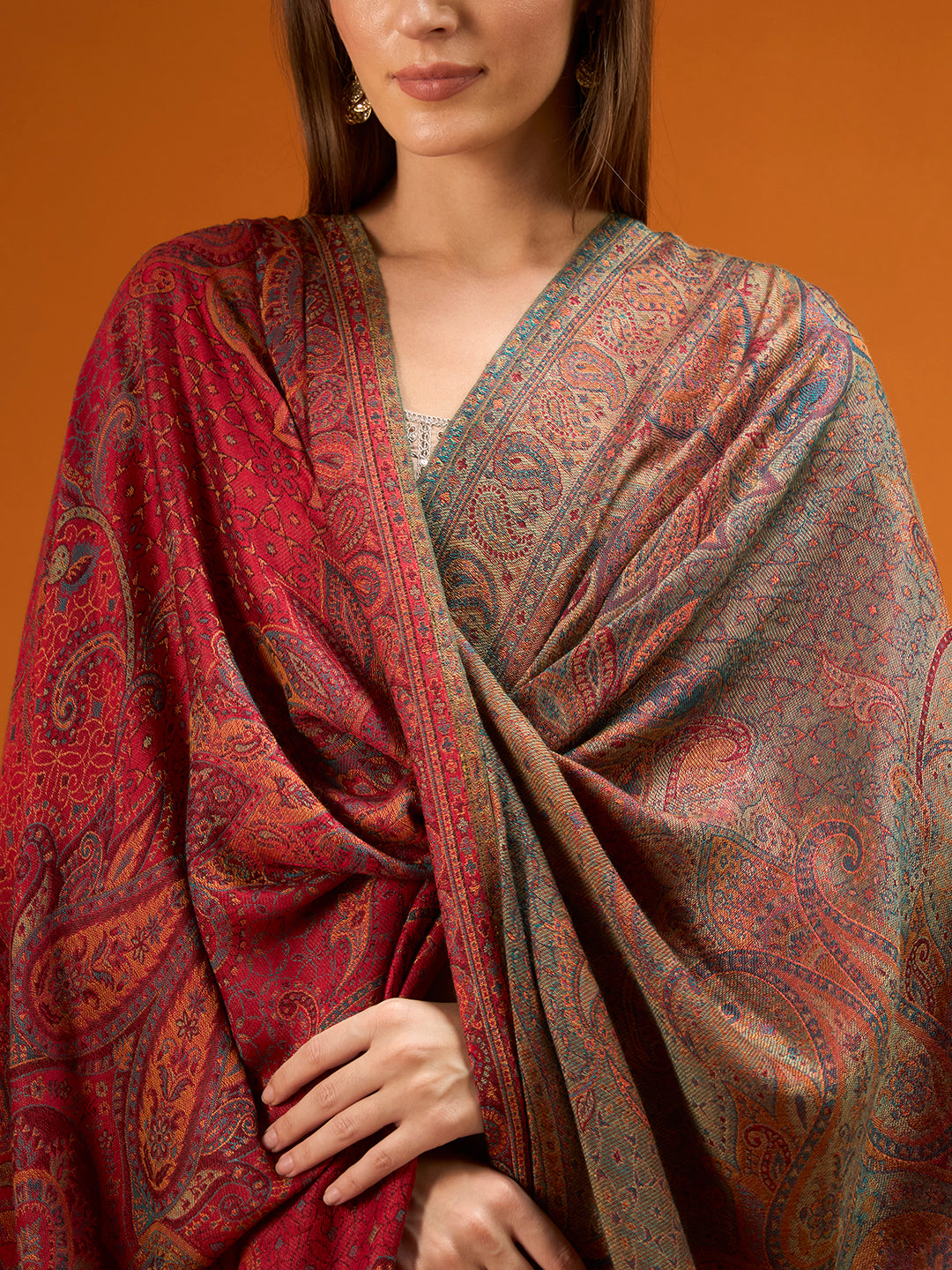 Pashmoda Women  Grand Paisley Kaani Wool Blend Kashmiri Shawl, Stole, Scarf | Luxury Pashmina Jamawar Soft Warm Evening Wrap (Size 40X80 inches )