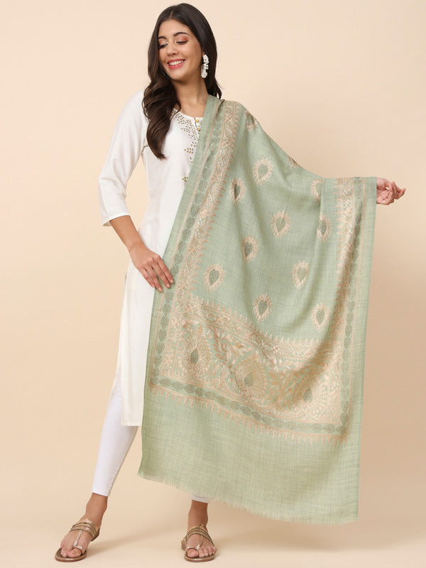 Women Nagma Pure Wool  Embroidered Stole (Size 71X203 CM)