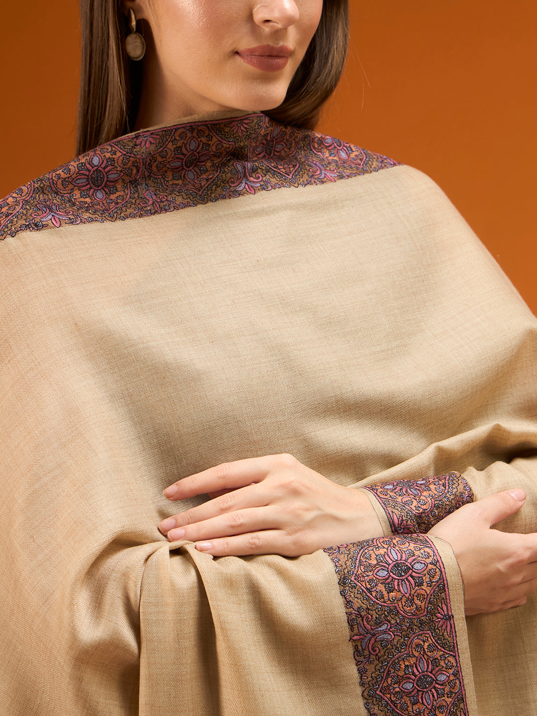 Women Nafāsat Fine Wool Sozni Hand Embroidered Shawl