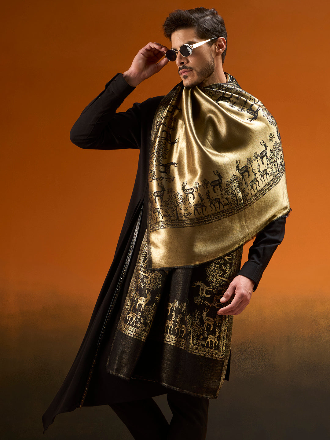 Men Shahi Caravan Reversible Zari Stole