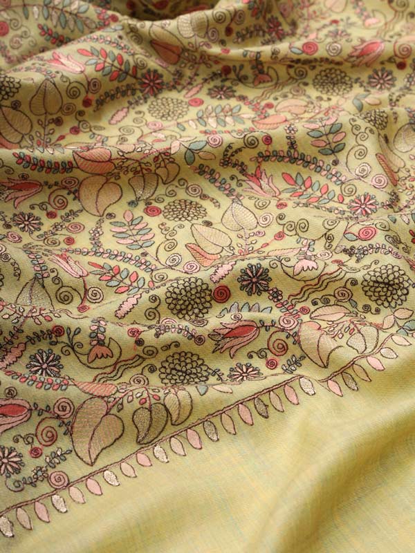 Women Gilkaari Pure Wool Embroidered Shawl (Size 101X203 CM)