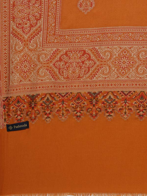 Men Jamawar Shawl, Authentic Kashmiri Luxury Pashmina Style Shawl, Size: 101x203 CM, Mustard Color