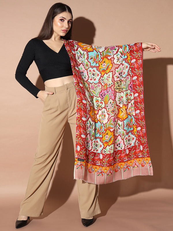 Women's Chaman Multicoloured Printed Stole (Size : 71X203 CM)