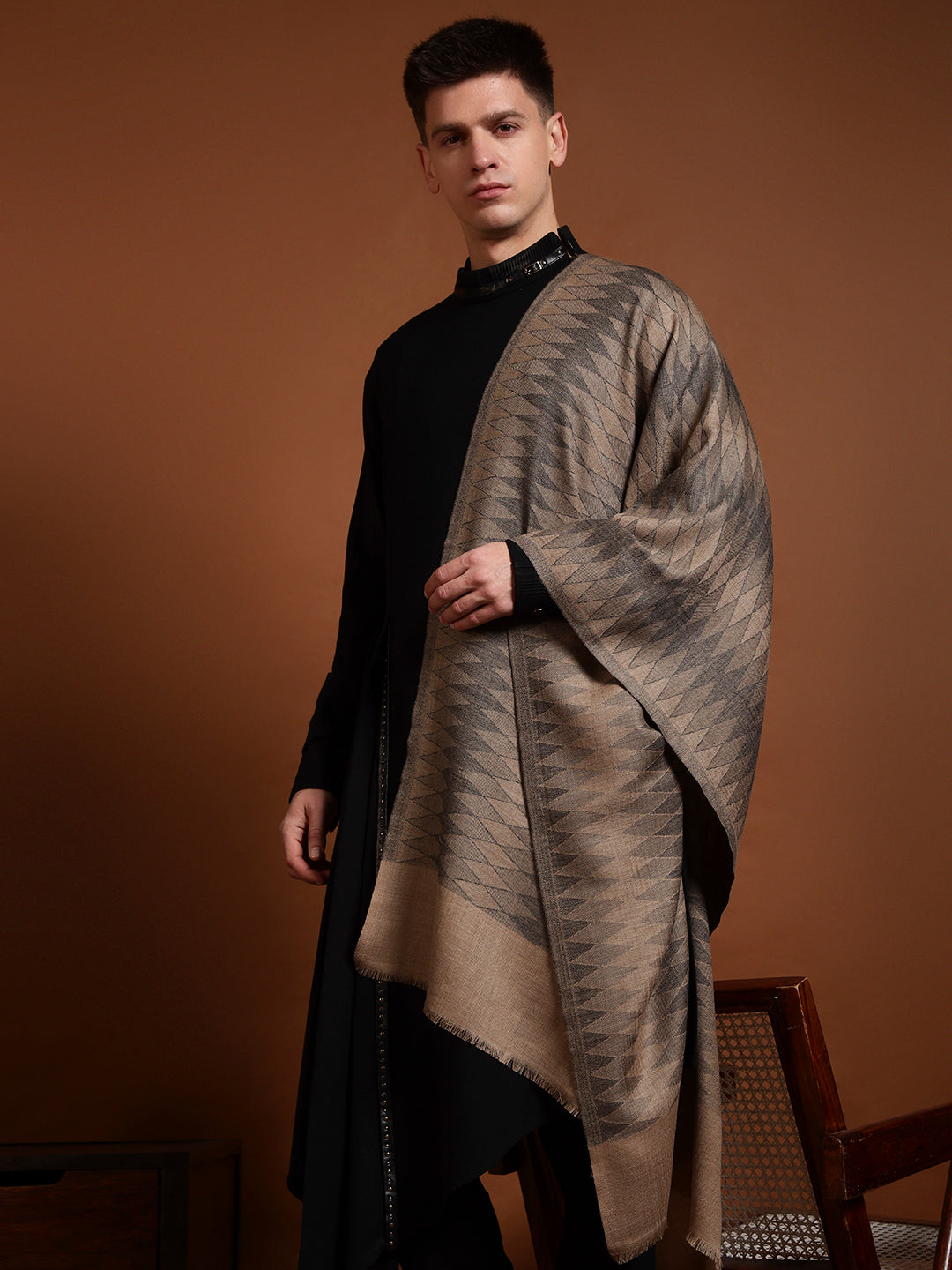 Men Ananta Ikat 100% Pure Wool Checkered Stole