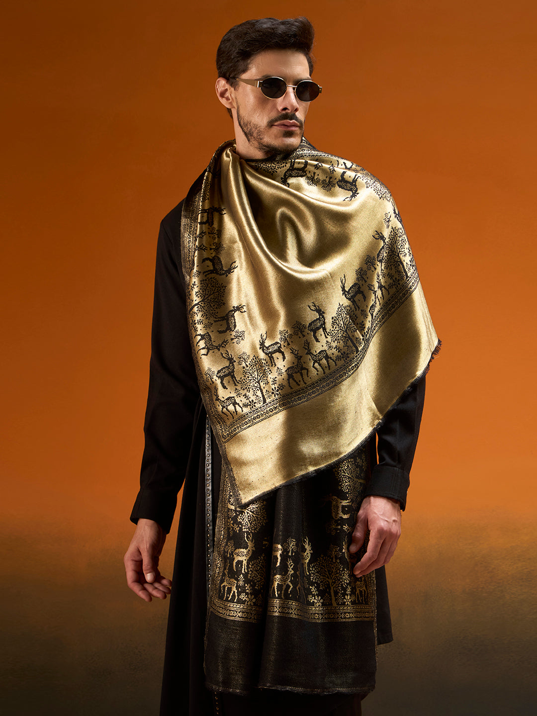 Men Shahi Caravan Reversible Zari Stole