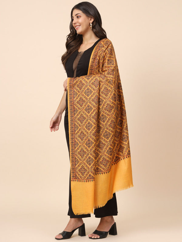 Women Surmai Pure Wool Embroidered Shawl (Size 101X203 CM)