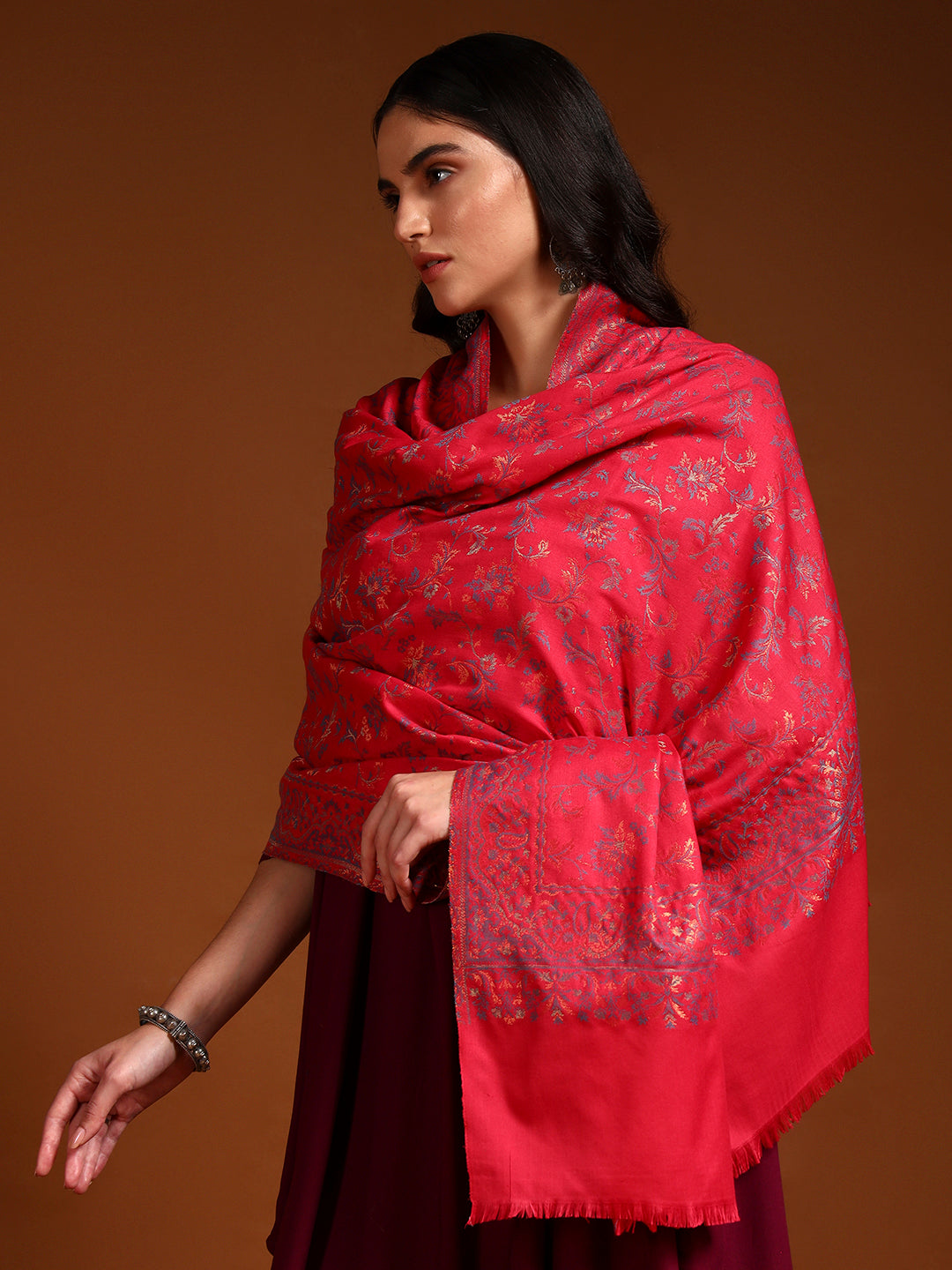 Pashmoda Women Nazrana Kashmiri Jamawar Woven Shawl (Size: 101X203 CM)