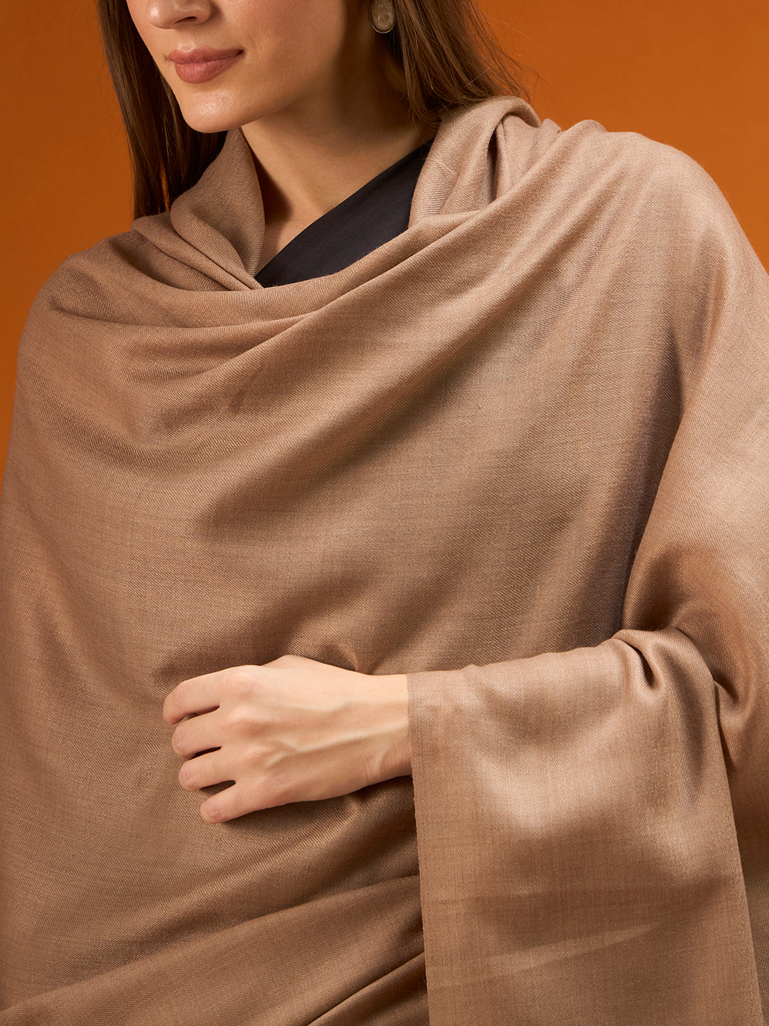 Women Verdant Grace Fine Wool Blend Solid Melange Shawl