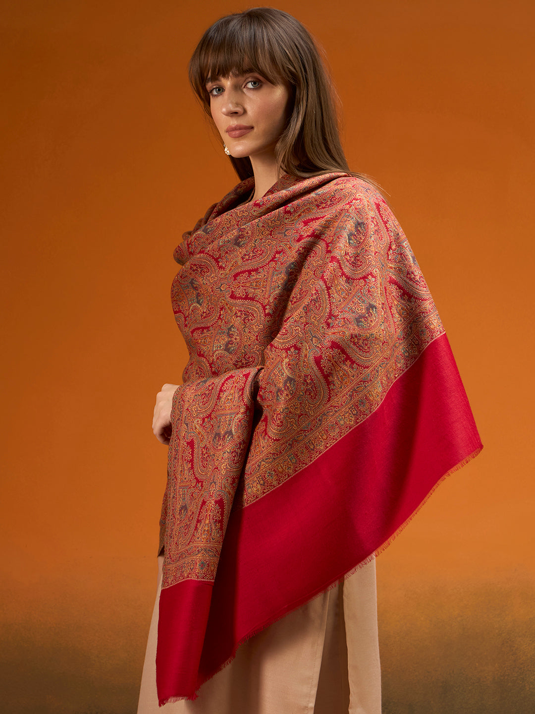 Pashmoda Women Gulnaar Royale Zari Reversible Kaani Fine Wool Shawl, Shawl, Scarf, Heritage Kashmiri Pashmina Stole, Evening Wrap (Size 40X80 inches)