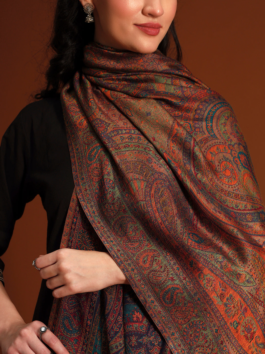 Pashmoda Women  Grand Paisley Kaani Wool Blend Kashmiri Shawl, Stole, Scarf | Luxury Pashmina Jamawar Soft Warm Evening Wrap (Size 40X80 inches )