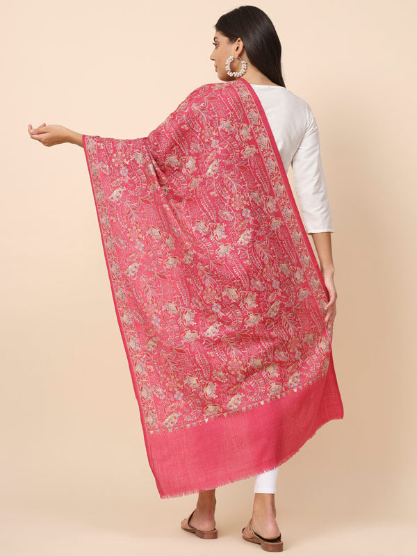 Women Khwaabida Pure Wool Embroidered Stole (Size 71X203 CM)