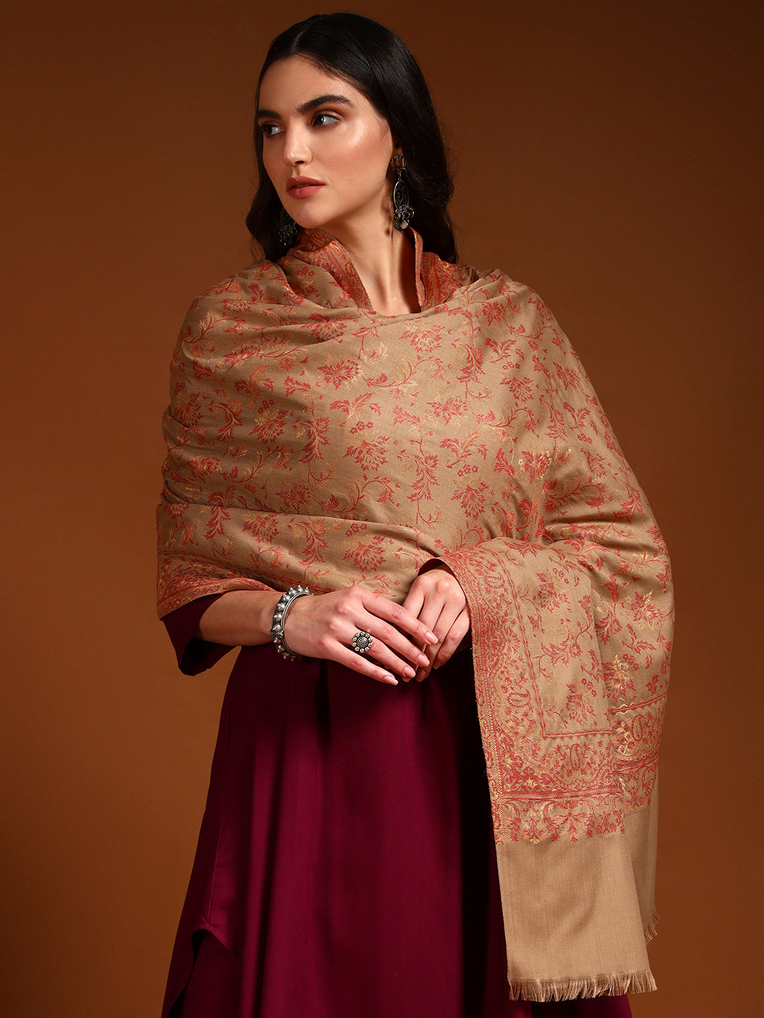 Pashmoda Women Nazrana Kashmiri Jamawar Woven Shawl (Size: 101X203 CM)