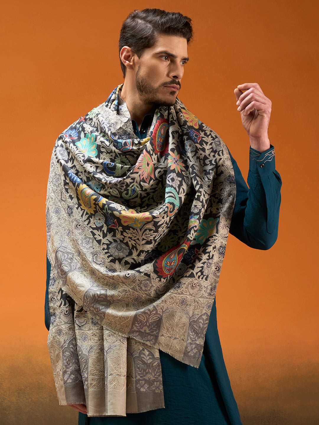 Men Waqar Kalamkari Embroidered Shawl