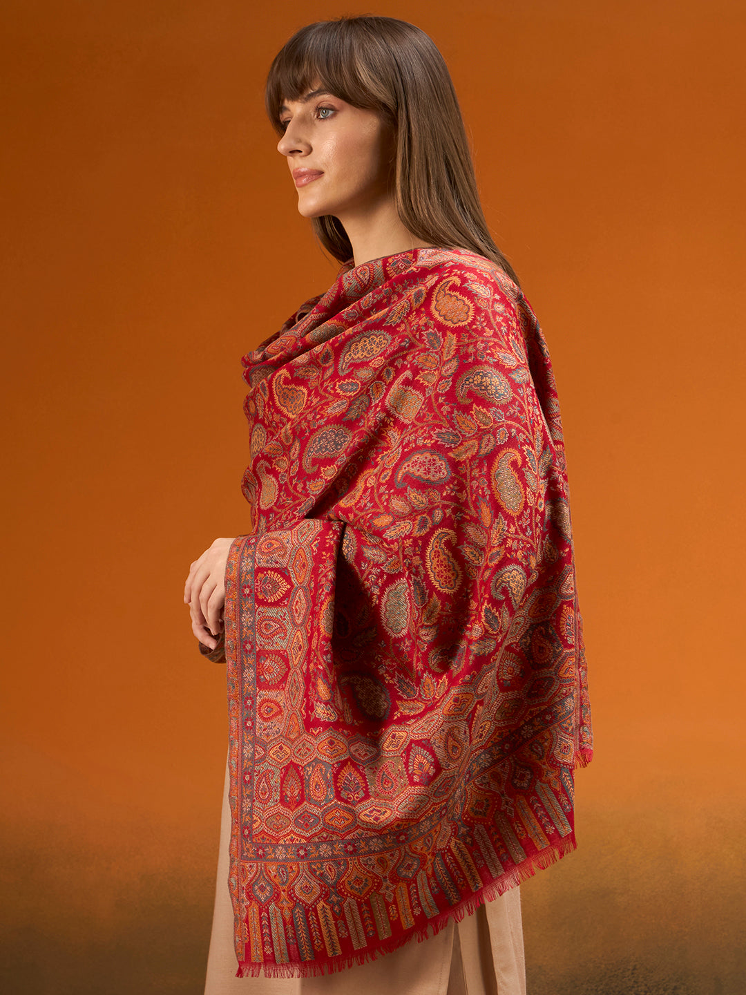 Pashmoda  Imperial Gulzar kaani stole Stole for Women, Wool Blend Pashmina Style Shawl Wrap, Traditional Kashmiri Jamawar Woven Design, Luxury Evening & Festive Scarf (28 x 80 Inches)