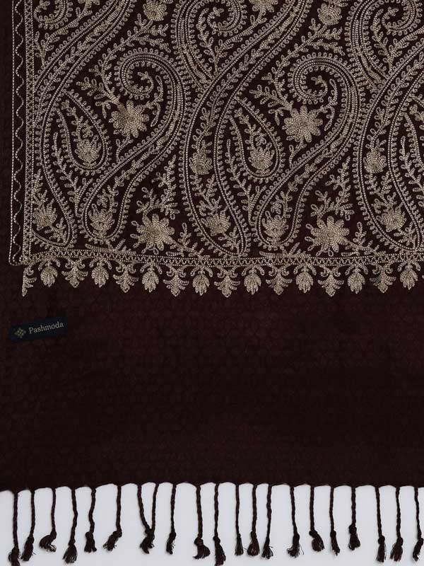 Women's Firdousi Aari Embroidered Kashmiri Stole (Size: 71x203 cm)