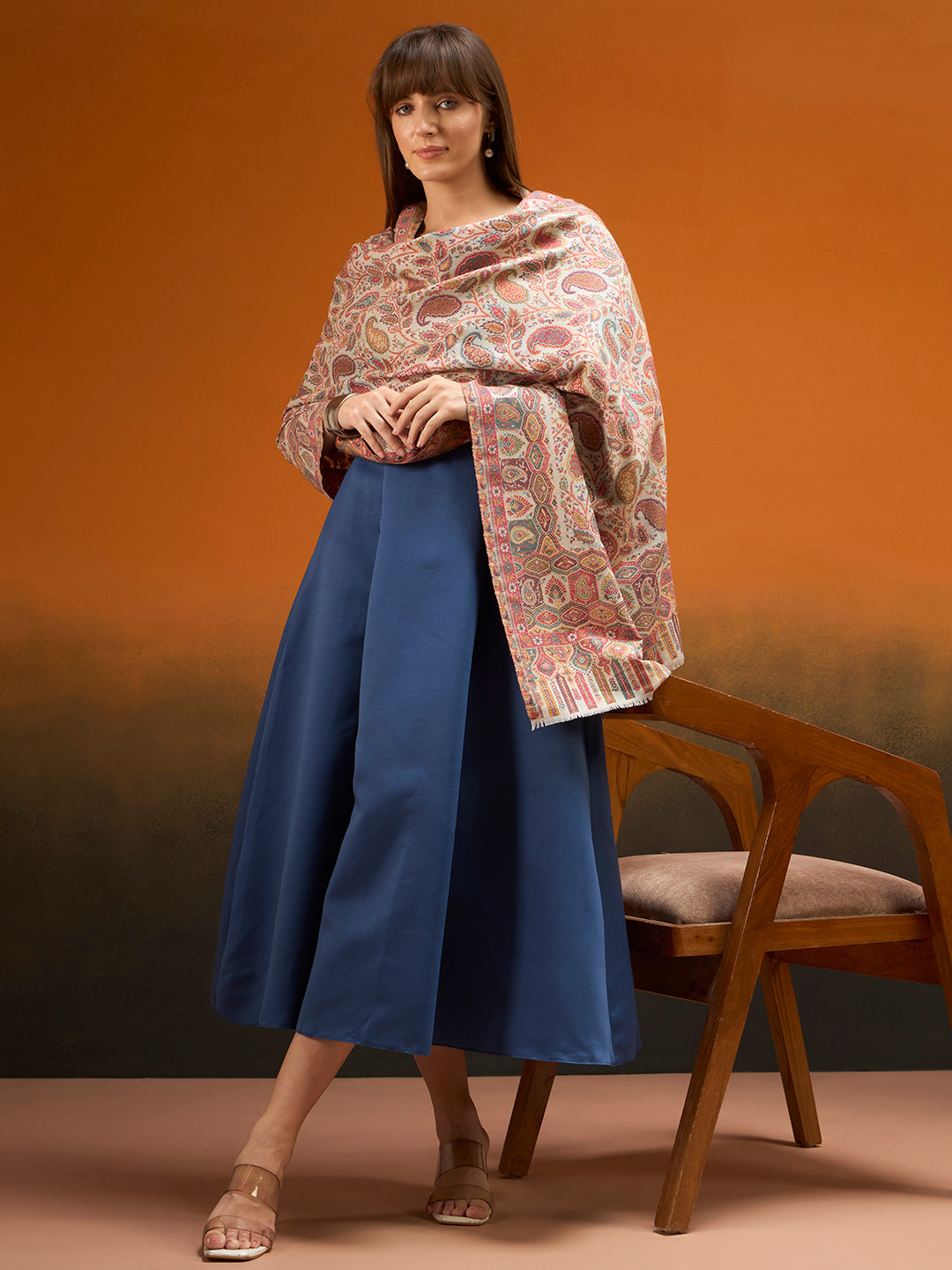 Pashmoda  Imperial Gulzar kaani stole Stole for Women, Wool Blend Pashmina Style Shawl Wrap, Traditional Kashmiri Jamawar Woven Design, Luxury Evening & Festive Scarf (28 x 80 Inches)