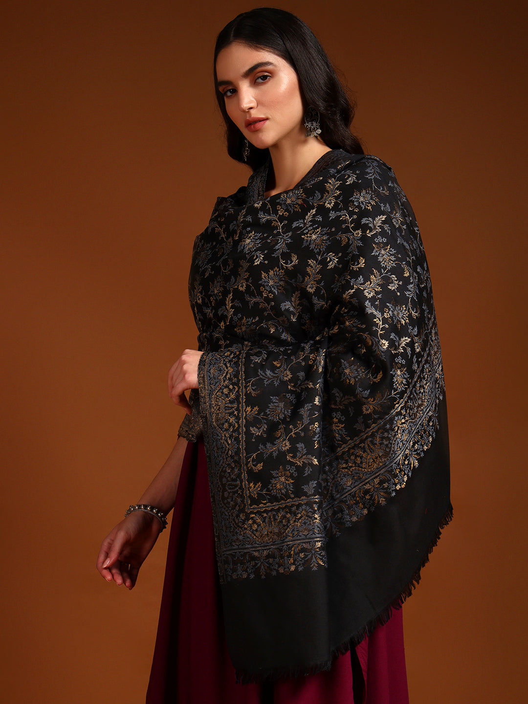 Pashmoda Women Nazrana Kashmiri Jamawar Woven Shawl (Size: 101X203 CM)