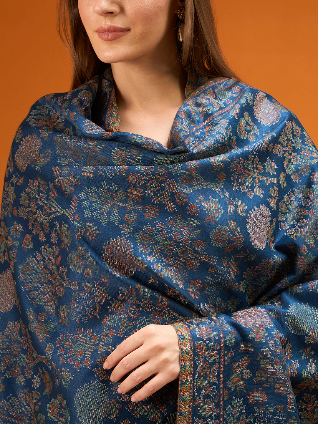 Pashmoda  Imperial Aurelia Stole for Women, Wool Blend Pashmina Style Shawl Wrap, Traditional Kashmiri Jamawar Woven Design, Luxury Evening & Festive Scarf (28 x 80 Inches)