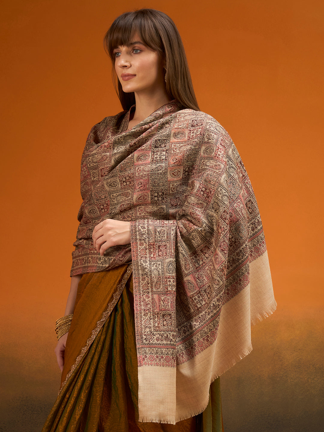 Women Regal Tapestry Kashmiri Jamawar Woven Shawl