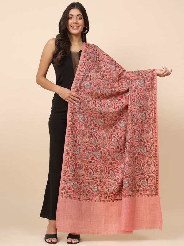 Women Gilkaari Pure Wool Embroidered Shawl (Size 101X203 CM)