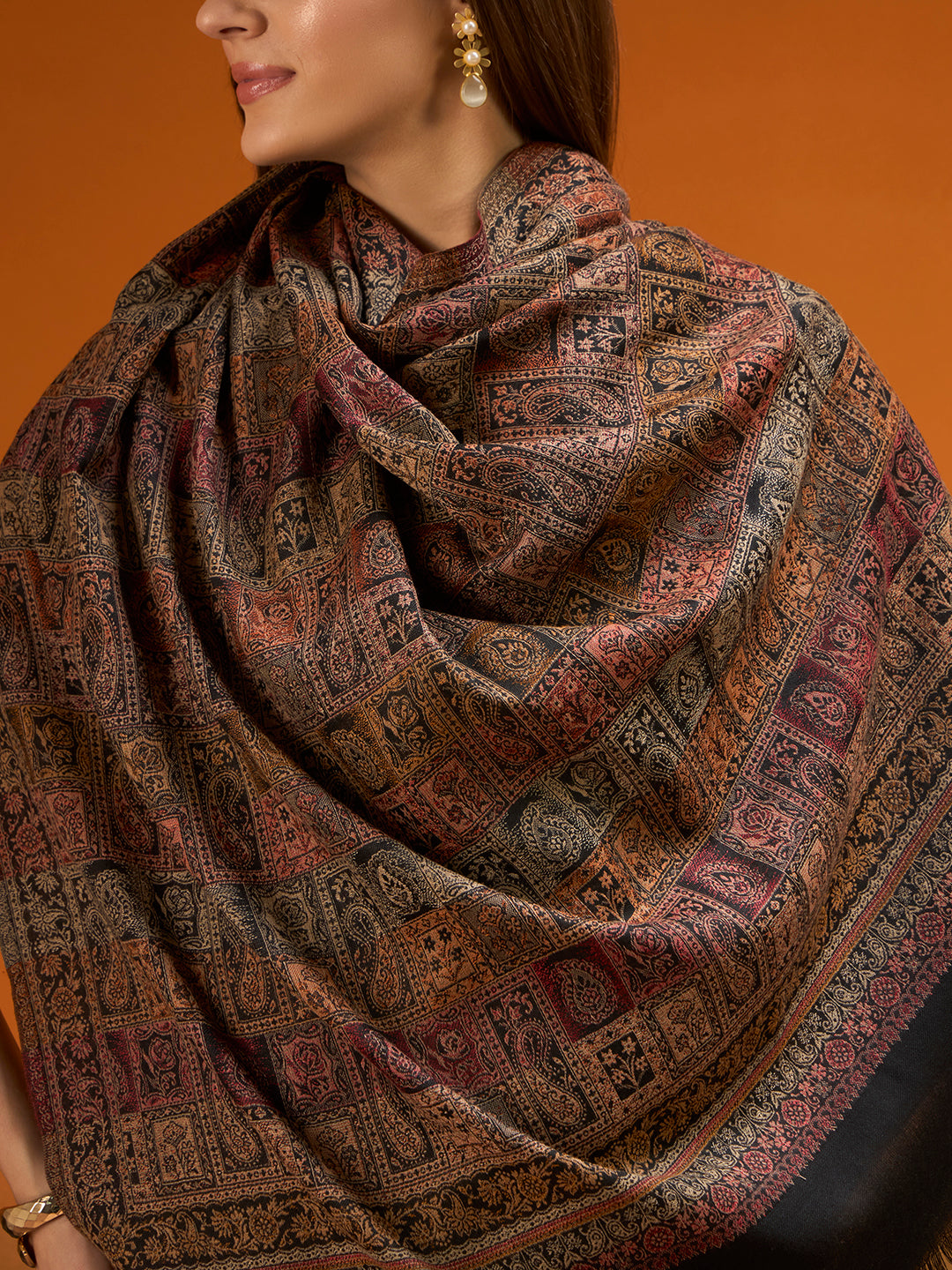 Women Regal Tapestry Kashmiri Jamawar Woven Shawl
