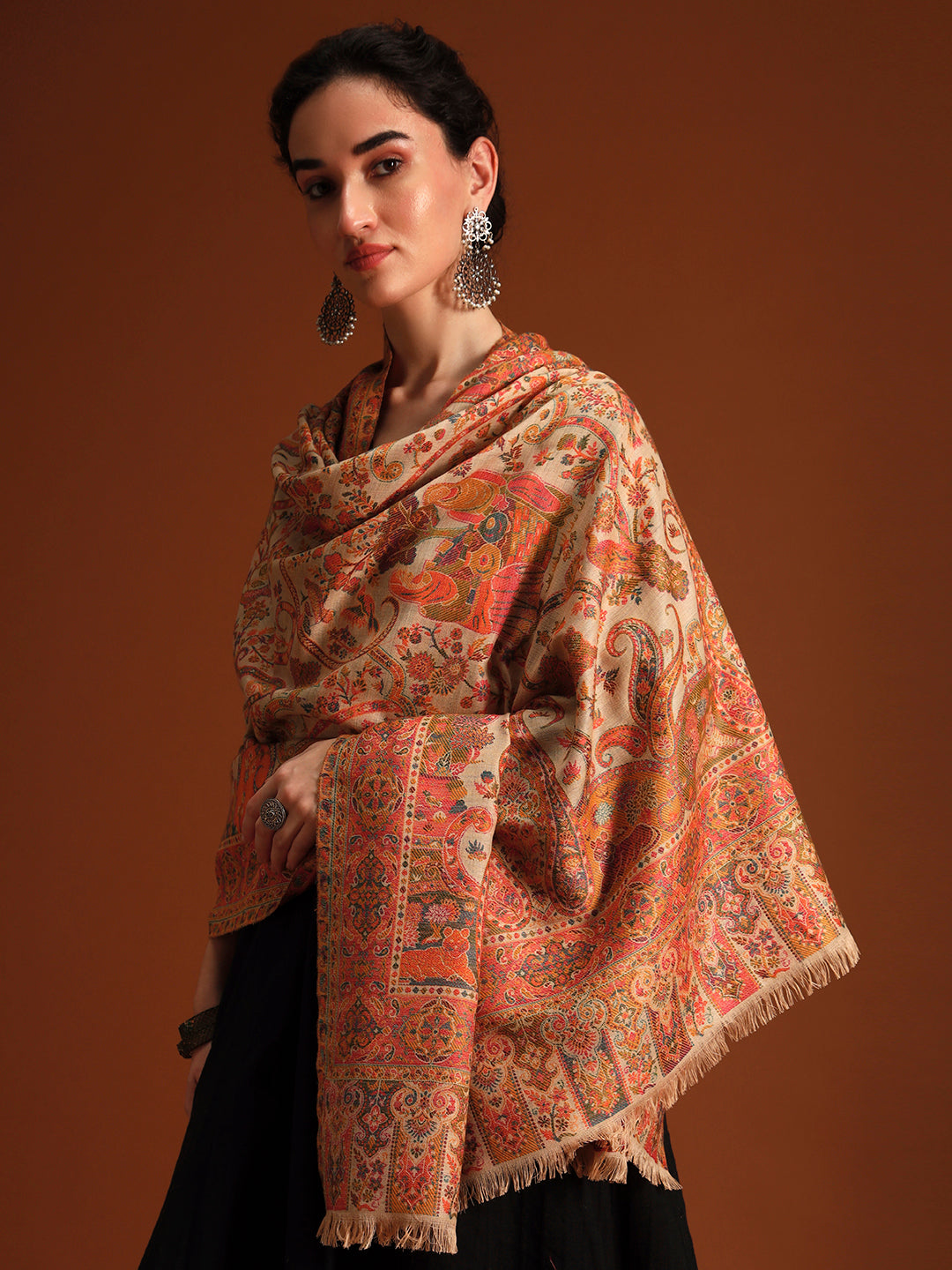 Women Royal gulistan Kaani Wool Blend Kashmiri Shawl