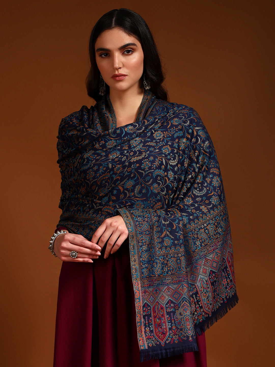 Pashmoda Women Nazrana Kashmiri Jamawar Woven Shawl (Size: 101X203 CM)