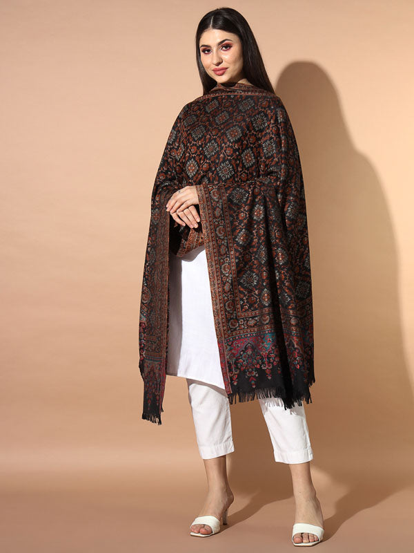 Women Zarif Woven Design Jamawar Shawl (Size 101X203 CM)