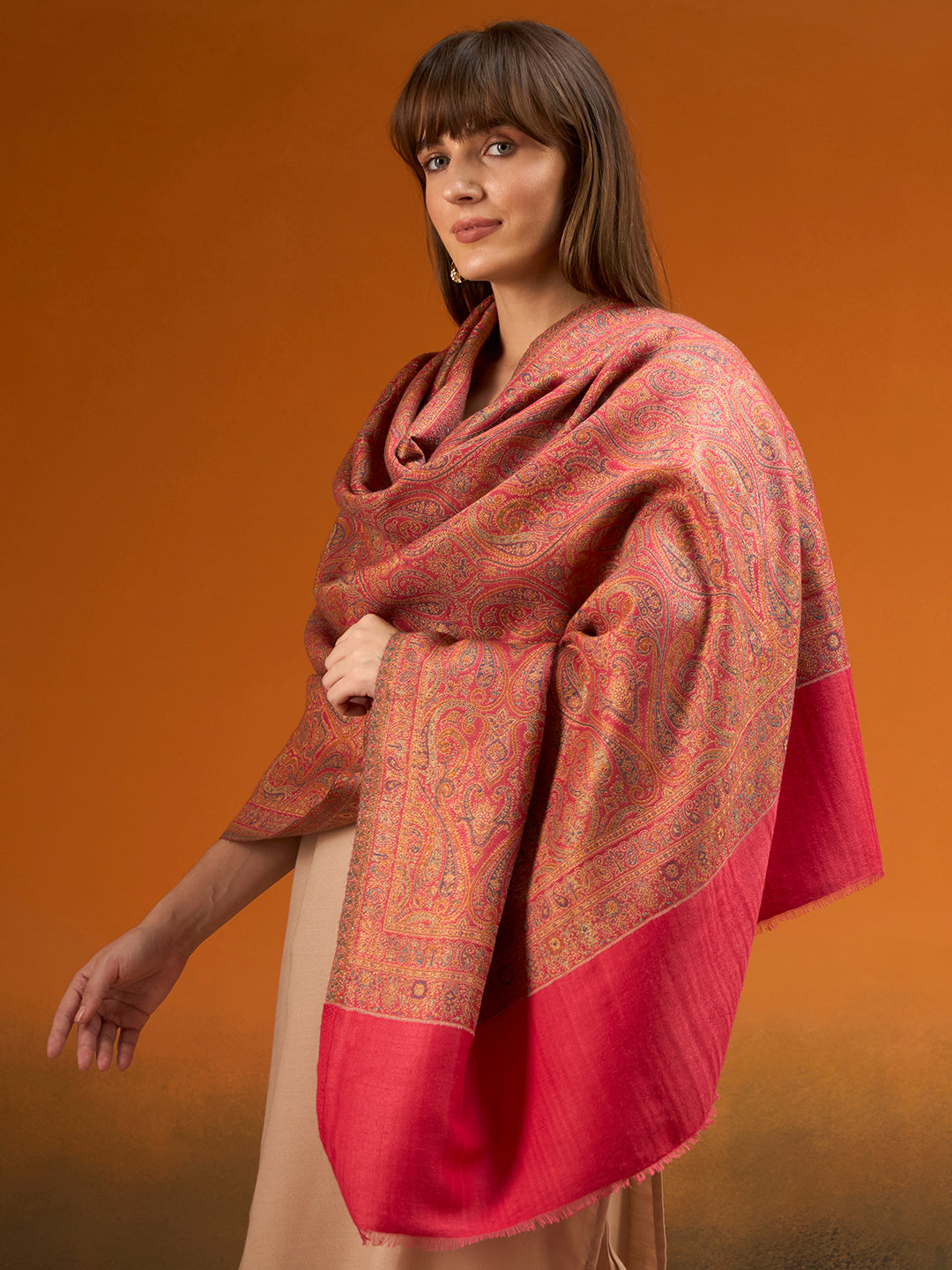 Pashmoda Women Regalis Zari Reversible Kaani Fine Wool Shawl, Shawl, Scarf, Heritage Kashmiri Pashmina Stole, Evening Wrap (Size 40X80 inches)