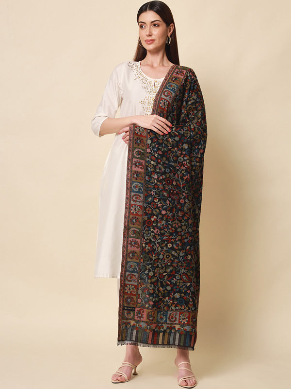 Women's Kaani Wool Blend Kashmiri Shawl (Size 101X203 CM)