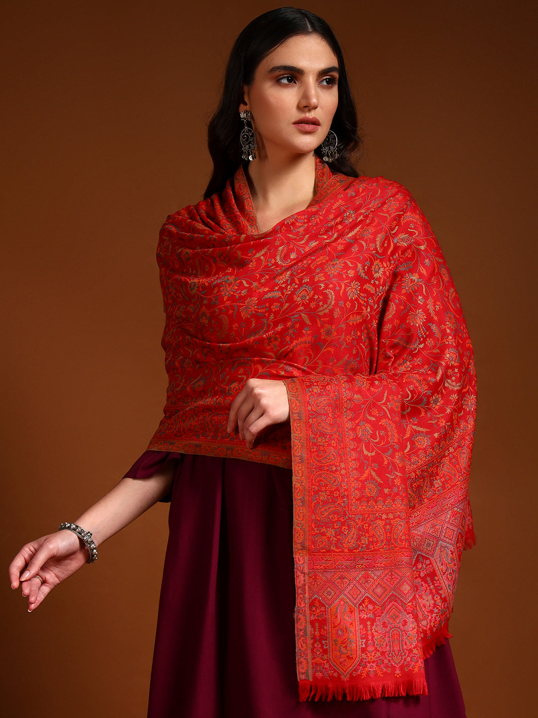 Pashmoda Women Nazrana Kashmiri Jamawar Woven Shawl (Size: 101X203 CM)