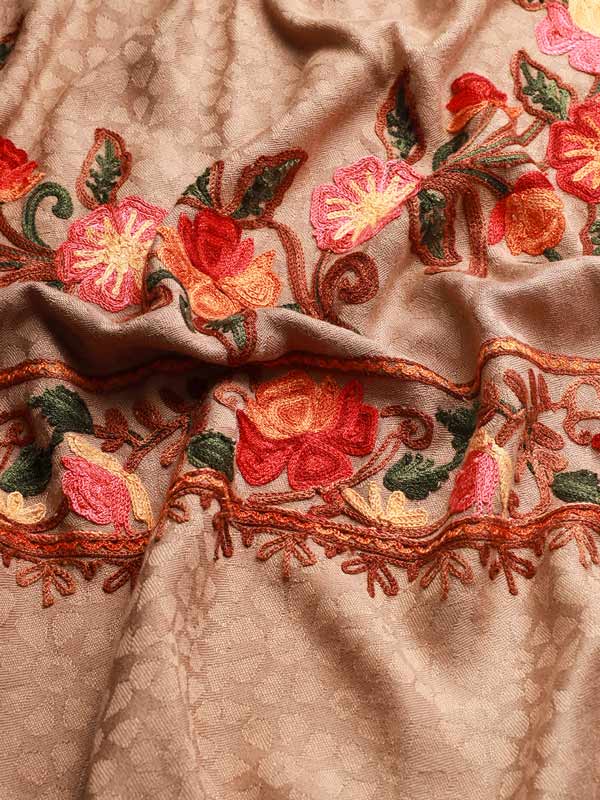 Women's Kashmiri Aari Embroidery Stole (Size: 71X203 CM)